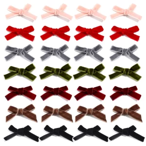 10Pcs/Lot 6*3.5cm Colourful Velvet Ribbon Bows Handmade For DIY Sewing Crafts Clothes Headwear Accessories Party Wedding Decor