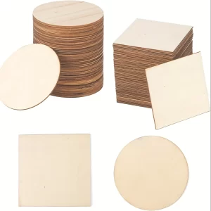 100 Pcs Wood Pieces 4 x 4 Inch Blank Wooden Slices Wood Chips for Home Decoration Wooden Coasters and DIY Crafts