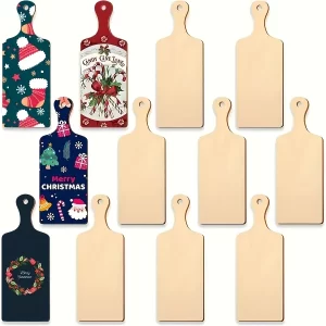 14pcs Mini Boards Small Wooden Board with Handle Unfinished Wood Crafts for DIY Party Supply Kitchen Decor Crafts (9.4 x 3.5 In)