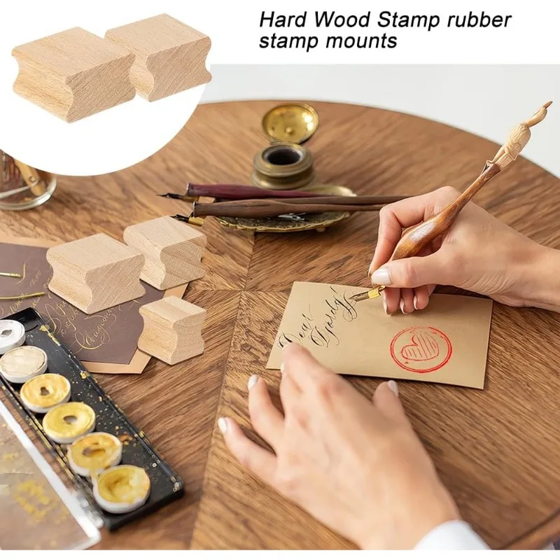 20Pcs Blank Hard Wood 5 Styles Wood Tiles Square Grooved Wood Blocks for Stamp Carving Rubber Stamp Mounts for Crafts Laser - Image 3